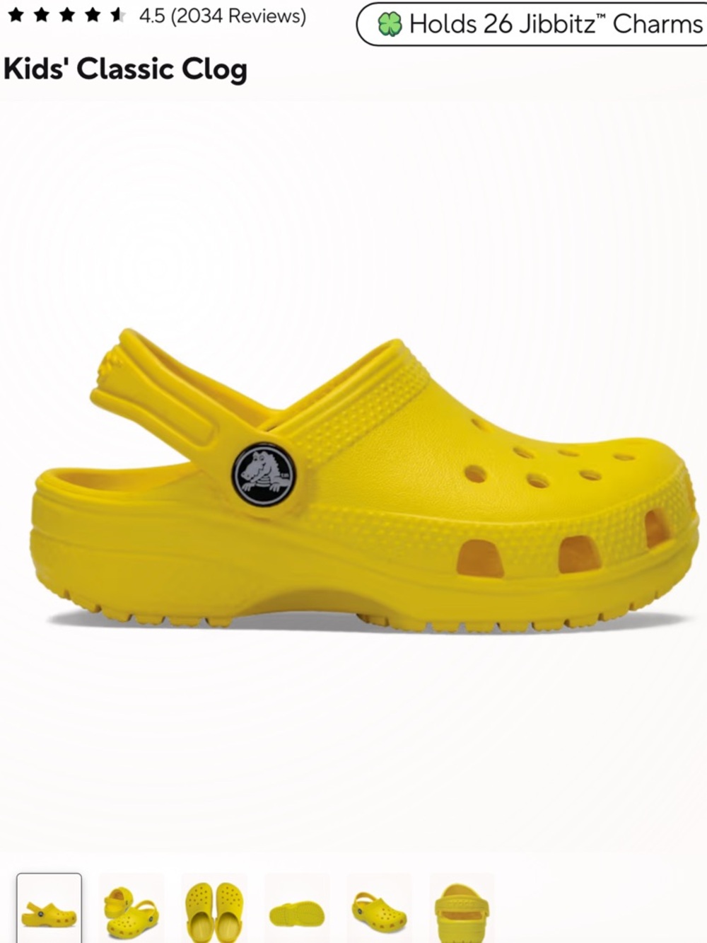 NWT-Kids' Classic Clog c11 comes with 3 charms